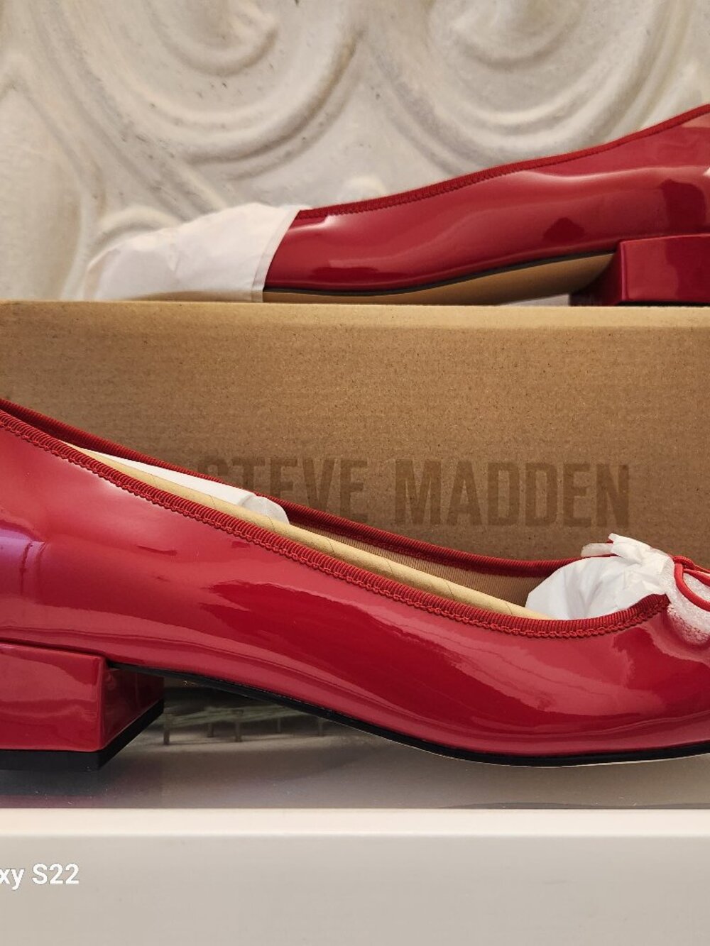 Steve Madden Red Patent Low Block Heel Flats